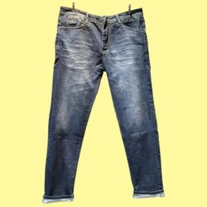 Men’s Slim Fit Washed Blue Jeans – Stretch Denim Casual Pants