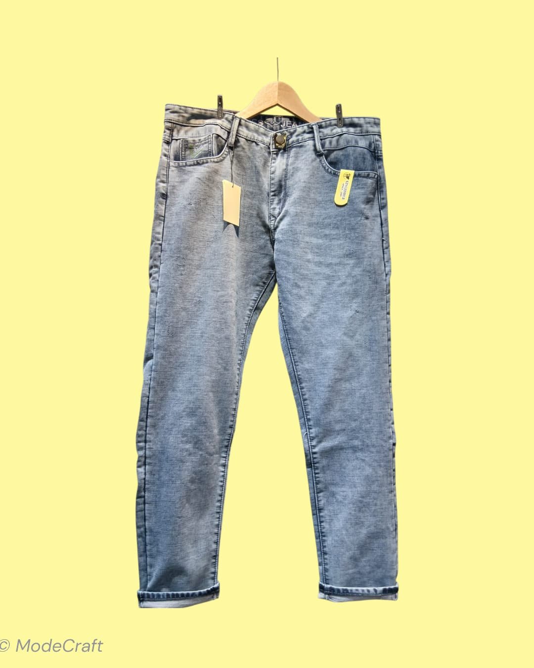 Men’s Premium Grey Washed Slim Fit Jeans – Stretch Denim Casual Pants
