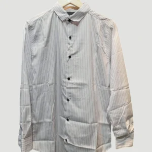 White men’s full sleeve shirt with fine vertical stripes